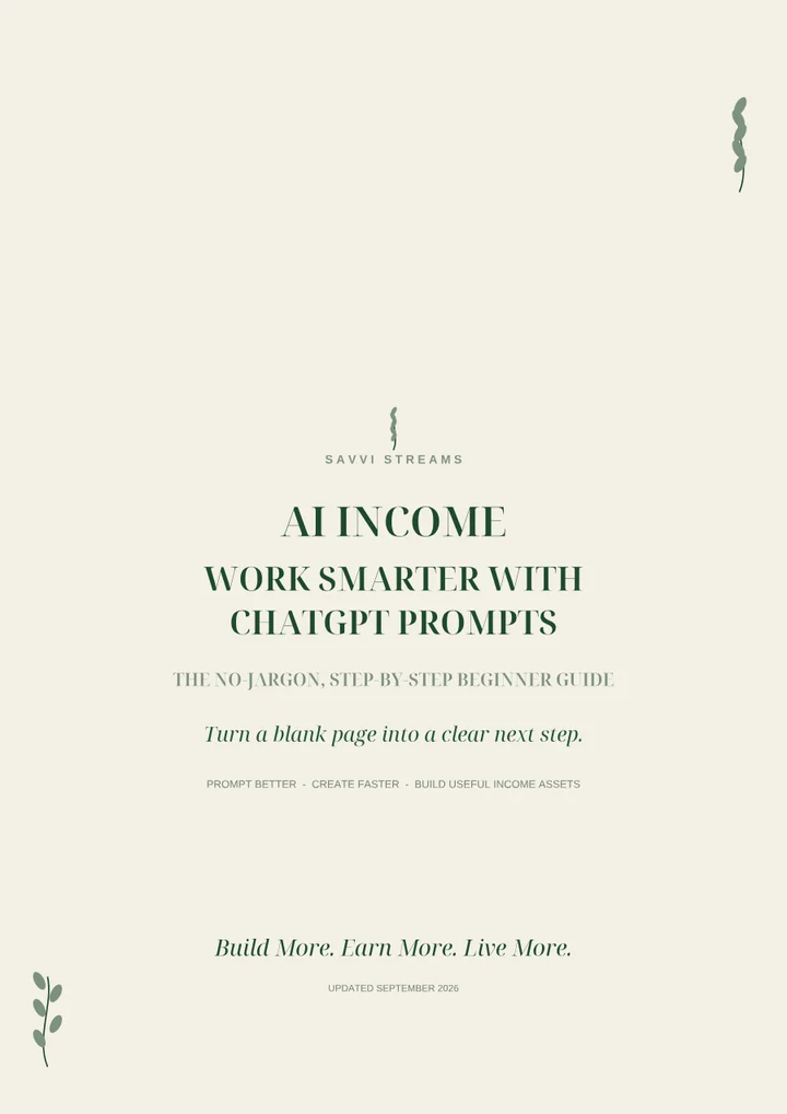 Cover of AI Income: Work Smarter with ChatGPT Prompts